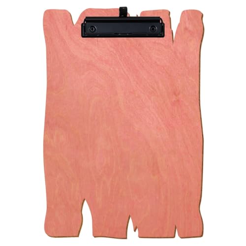 Bütic Holz Klemmbrett Holzbrettform Rosa für DIN A3 A4 A5 A6 aus 3mm Birkensperrholz und mit widerstandsfähigem Klarlack versiegelt, Format:A4 hoch, Klemme:Bügelklemme Schwarz Stifthalter von Bütic GmbH