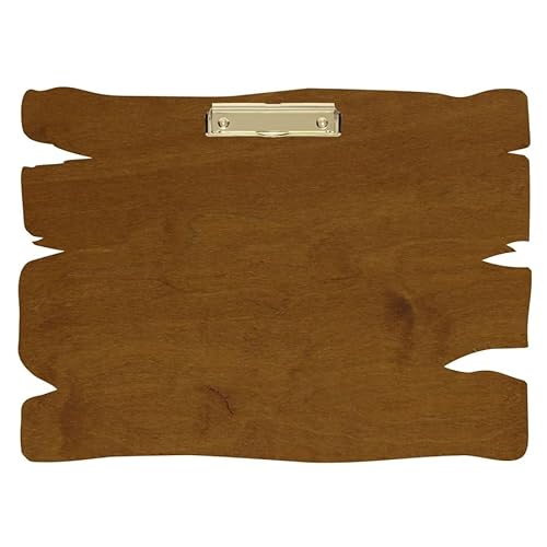 Bütic Holz Klemmbrett Holzbrettform Teak für DIN A3 A4 A5 A6 aus 3 mm Birkensperrholz und mit widerstandsfähigem Klarlack versiegelt, Format:A3 quer, Klemme:Bügelklemme gold von Bütic GmbH