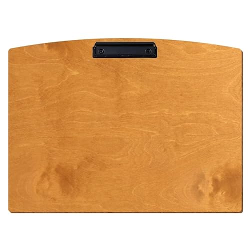 Bütic Holz Klemmbrett Segmentform Birnbaum für DIN A3 A4 A5 A6 aus 3 mm Birkensperrholz und mit widerstandsfähigem Klarlack versiegelt, Format:A3 quer, Klemme:Bügelklemme schwarz von Bütic GmbH