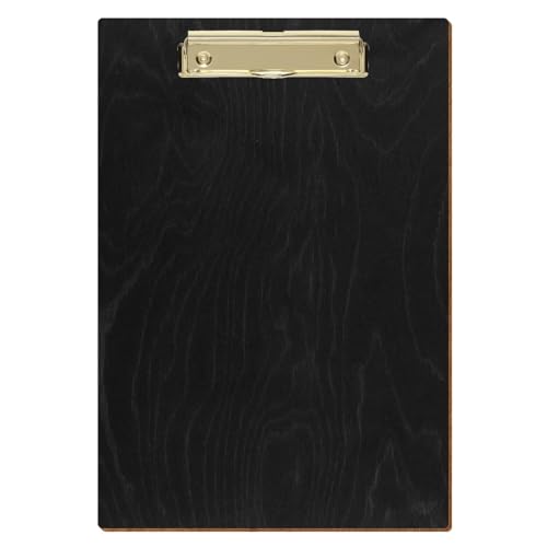 Bütic Holz Klemmbrett Standardform Anthrazit für DIN A3 A4 A5 A6 aus 3mm Birkensperrholz und mit widerstandsfähigem Klarlack versiegelt, Format:A4 hoch, Klemme:Bügelklemme gold von Bütic GmbH