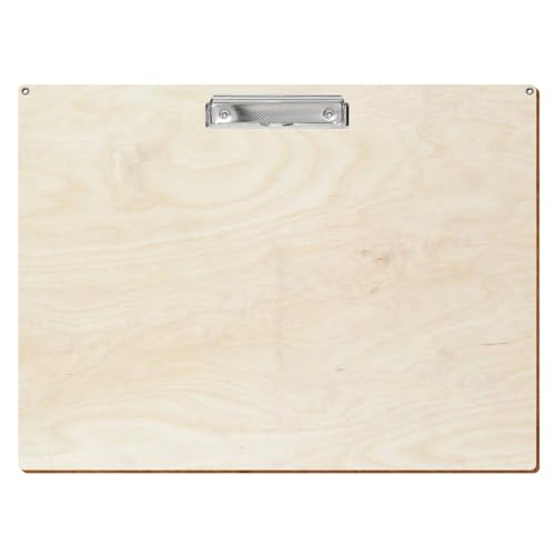 Bütic Holz Klemmbrett Standardform - Birke natur - für A3 A4 A5 A6 mit Aufhängeösen, Format:A3 quer, Klemme:Bügelklemme silber carbon von Bütic GmbH