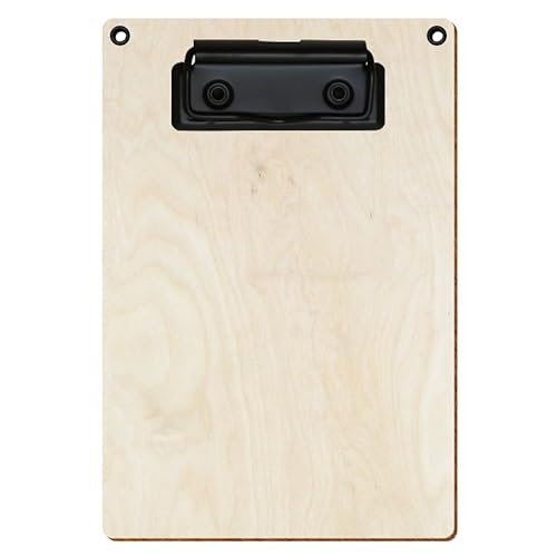 Bütic Holz Klemmbrett Standardform - Birke natur - für A3 A4 A5 A6 mit Aufhängeösen, Format:A6 hoch, Klemme:Bügelklemme schwarz von Bütic GmbH
