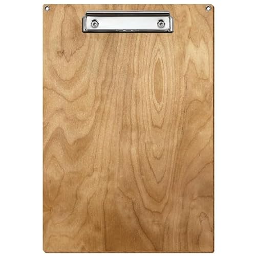 Bütic Holz Klemmbrett Standardform Birke rustikal für DIN A3 A4 A5 A6 mit 2 Ösen aus 3 mm starkem Birkensperrholz mit Klarlack versiegelt, Format:A4 hoch, Klemme:Bügelklemme silber von Bütic GmbH