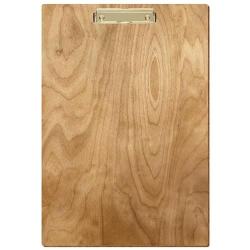 Bütic Holz Klemmbrett Standardform Birke rustikal für DIN A3 A4 A5 A6 aus 3 mm Birkensperrholz und mit widerstandsfähigem Klarlack versiegelt, Format:A3 hoch, Klemme:Bügelklemme gold von Bütic GmbH