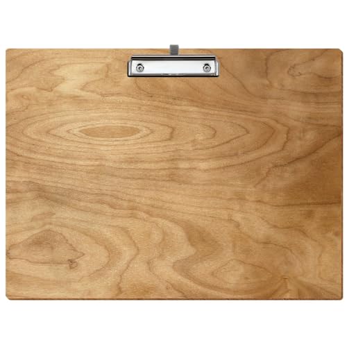 Bütic Holz Klemmbrett Standardform Birke rustikal für DIN A3 A4 A5 A6 aus 3 mm Birkensperrholz und mit widerstandsfähigem Klarlack versiegelt, Format:A3 quer, Klemme:Bügelklemme Silber Stifthalter von Bütic GmbH