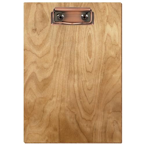 Bütic Holz Klemmbrett Standardform Birke rustikal für DIN A3 A4 A5 A6 aus 3 mm Birkensperrholz und mit widerstandsfähigem Klarlack versiegelt, Format:A5 hoch, Klemme:Bügelklemme Kupfer von Bütic GmbH