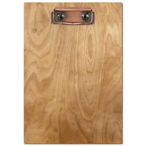Bütic Holz Klemmbrett Standardform Birke rustikal für DIN A3 A4 A5 A6 aus 3 mm Birkensperrholz und mit widerstandsfähigem Klarlack versiegelt, Format:A5 hoch, Klemme:Bügelklemme Kupfer von Bütic GmbH