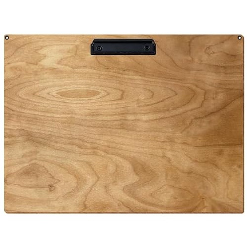 Bütic Holz Klemmbrett Standardform Birke rustikal für DIN A3 A4 A5 A6 mit 2 Ösen aus 3 mm starkem Birkensperrholz mit Klarlack versiegelt, Format:A3 quer, Klemme:Bügelklemme schwarz von Bütic GmbH