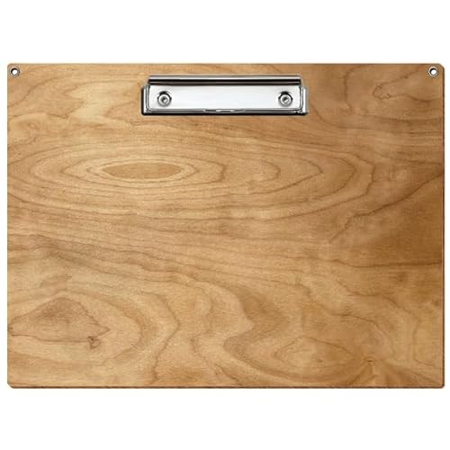 Bütic Holz Klemmbrett Standardform Birke rustikal für DIN A3 A4 A5 A6 mit 2 Ösen aus 3 mm starkem Birkensperrholz mit Klarlack versiegelt, Format:A4 quer, Klemme:Bügelklemme silber von Bütic GmbH