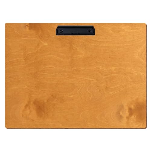 Bütic Holz Klemmbrett Standardform Birnbaum für DIN A3 A4 A5 A6 aus 3 mm Birkensperrholz und mit widerstandsfähigem Klarlack versiegelt, Format:A3 quer, Klemme:Bügelklemme schwarz von Bütic GmbH