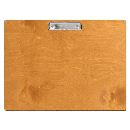 Bütic Holz Klemmbrett Standardform Birnbaum für DIN A3 A4 A5 A6 mit 2 Ösen aus 3 mm starkem Birkensperrholz mit Klarlack versiegelt, Format:A3 quer, Klemme:Bügelklemme silber carbon von Bütic GmbH