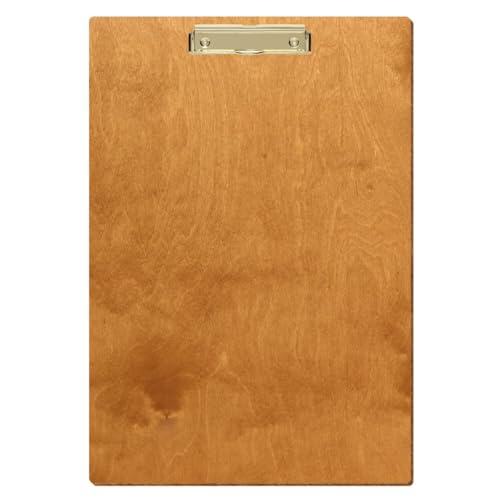 Bütic Holz Klemmbrett Standardform Birnbaum für DIN A3 A4 A5 A6 aus 3 mm Birkensperrholz und mit widerstandsfähigem Klarlack versiegelt, Format:A3 hoch, Klemme:Bügelklemme gold von Bütic GmbH