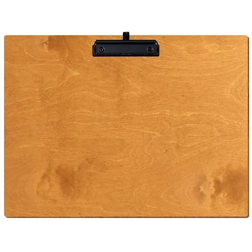 Bütic Holz Klemmbrett Standardform Birnbaum für DIN A3 A4 A5 A6 aus 3 mm Birkensperrholz und mit widerstandsfähigem Klarlack versiegelt, Format:A3 quer, Klemme:Bügelklemme Schwarz Stifthalter von Bütic GmbH