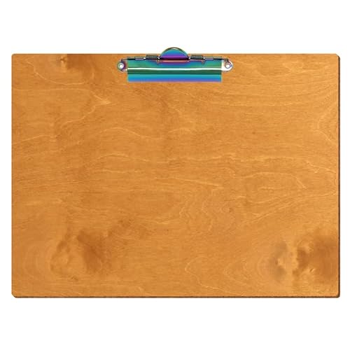 Bütic Holz Klemmbrett Standardform Birnbaum für DIN A3 A4 A5 A6 aus 3 mm Birkensperrholz und mit widerstandsfähigem Klarlack versiegelt, Format:A4 quer, Klemme:Zahnklemme Regenbogen von Bütic GmbH