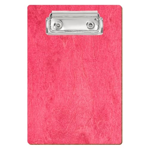 Bütic Holz Klemmbrett Standardform Dunkelpink für DIN A3 A4 A5 A6 aus 3 mm Birkensperrholz und mit widerstandsfähigem Klarlack versiegelt, Format:A6 hoch, Klemme:Bügelklemme silber von Bütic GmbH