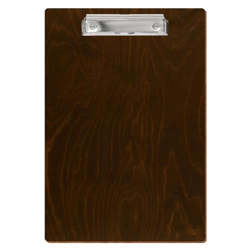 Bütic Holz Klemmbrett Standardform Eiche dunkel für DIN A3 A4 A5 A6 aus 3 mm Birkensperrholz und mit widerstandsfähigem Klarlack versiegelt, Format:A4 hoch, Klemme:Bügelklemme silber carbon von Bütic GmbH