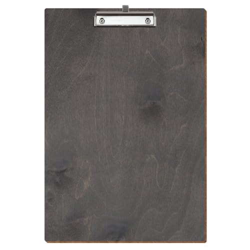 Bütic Holz Klemmbrett Standardform Grau für DIN A3 A4 A5 A6 aus 3 mm Birkensperrholz und mit widerstandsfähigem Klarlack versiegelt, Format:A3 hoch, Klemme:Bügelklemme Silber Stifthalter von Bütic GmbH