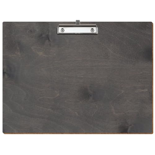 Bütic Holz Klemmbrett Standardform Grau für DIN A3 A4 A5 A6 aus 3 mm Birkensperrholz und mit widerstandsfähigem Klarlack versiegelt, Format:A3 quer, Klemme:Bügelklemme Silber Stifthalter von Bütic GmbH