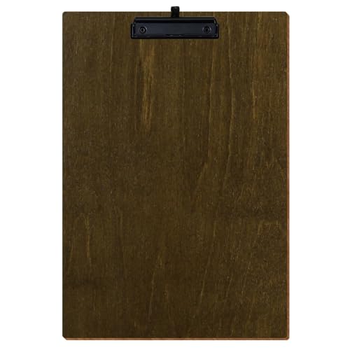 Bütic Holz Klemmbrett Standardform Haselnuss für DIN A3 A4 A5 A6 aus 3 mm Birkensperrholz und mit widerstandsfähigem Klarlack versiegelt, Format:A3 hoch, Klemme:Bügelklemme Schwarz Stifthalter von Bütic GmbH