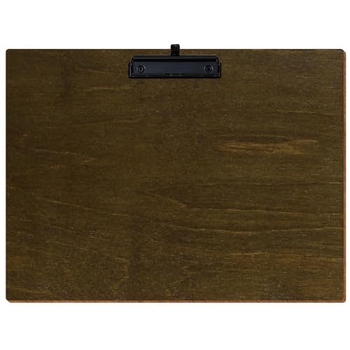 Bütic Holz Klemmbrett Standardform Haselnuss für DIN A3 A4 A5 A6 aus 3 mm Birkensperrholz und mit widerstandsfähigem Klarlack versiegelt, Format:A3 quer, Klemme:Bügelklemme Schwarz Stifthalter von Bütic GmbH
