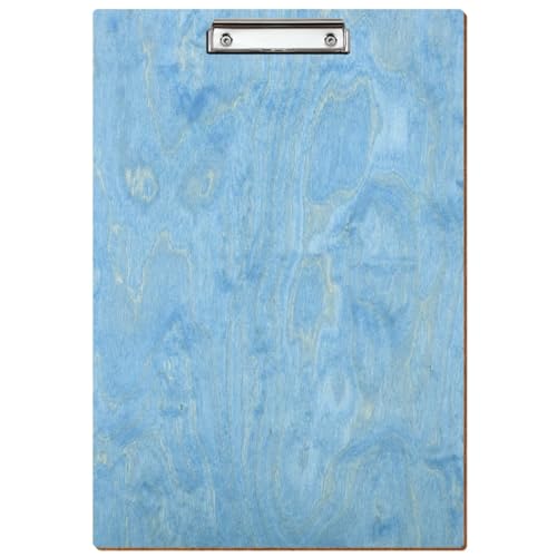 Bütic Holz Klemmbrett Standardform Hellblau für DIN A3 A4 A5 A6 aus 3 mm Birkensperrholz und mit widerstandsfähigem Klarlack versiegelt, Format:A3 hoch, Klemme:Bügelklemme silber von Bütic GmbH