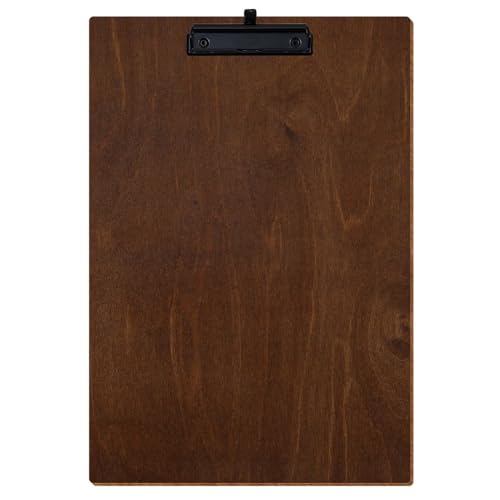 Bütic Holz Klemmbrett Standardform Kastanie für DIN A3 A4 A5 A6 aus 3 mm Birkensperrholz und mit widerstandsfähigem Klarlack versiegelt, Format:A3 hoch, Klemme:Bügelklemme Schwarz Stifthalter von Bütic GmbH