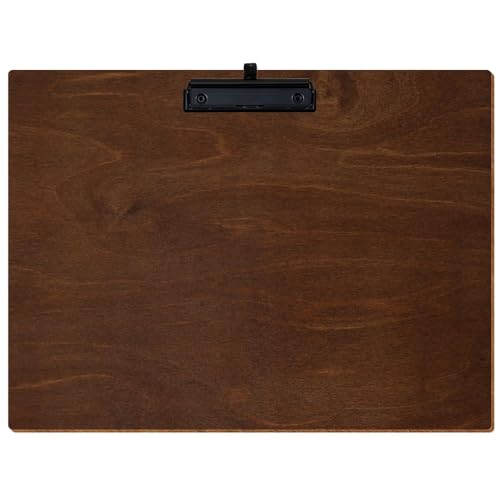 Bütic Holz Klemmbrett Standardform Kastanie für DIN A3 A4 A5 A6 aus 3 mm Birkensperrholz und mit widerstandsfähigem Klarlack versiegelt, Format:A3 quer, Klemme:Bügelklemme Schwarz Stifthalter von Bütic GmbH