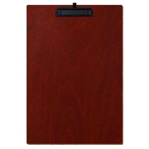 Bütic Holz Klemmbrett Standardform Kirschbaum dunkel für DIN A3 A4 A5 A6 aus 3 mm Birkensperrholz und mit widerstandsfähigem Klarlack versiegelt, Format:A3 hoch, Klemme:Bügelklemme Schwarz Stifthalter von Bütic GmbH