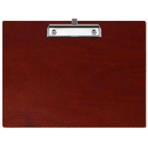 Bütic Holz Klemmbrett Standardform Kirschbaum dunkel für DIN A3 A4 A5 A6 aus 3 mm Birkensperrholz und mit widerstandsfähigem Klarlack versiegelt, Format:A4 quer, Klemme:Bügelklemme Silber Stifthalter von Bütic GmbH