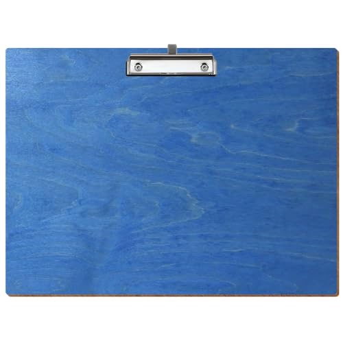 Bütic Holz Klemmbrett Standardform Kornblumenblau für DIN A3 A4 A5 A6 aus 3 mm Birkensperrholz und mit widerstandsfähigem Klarlack versiegelt, Format:A3 quer, Klemme:Bügelklemme Silber Stifthalter von Bütic GmbH