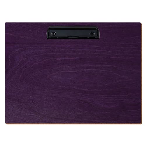 Bütic Holz Klemmbrett Standardform Lila für DIN A3 A4 A5 A6 aus 3 mm Birkensperrholz und mit widerstandsfähigem Klarlack versiegelt, Format:A4 quer, Klemme:Bügelklemme schwarz von Bütic GmbH