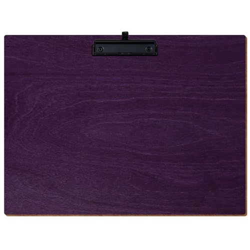 Bütic Holz Klemmbrett Standardform Lila für DIN A3 A4 A5 A6 aus 3 mm Birkensperrholz und mit widerstandsfähigem Klarlack versiegelt, Format:A3 quer, Klemme:Bügelklemme Schwarz Stifthalter von Bütic GmbH
