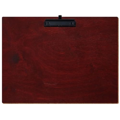 Bütic Holz Klemmbrett Standardform Mahagoni für DIN A3 A4 A5 A6 aus 3 mm Birkensperrholz und mit widerstandsfähigem Klarlack versiegelt, Format:A3 quer, Klemme:Bügelklemme Schwarz Stifthalter von Bütic GmbH