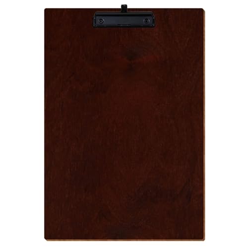 Bütic Holz Klemmbrett Standardform Nussbaum dunkel für DIN A3 A4 A5 A6 aus 3 mm Birkensperrholz und mit widerstandsfähigem Klarlack versiegelt, Format:A3 hoch, Klemme:Bügelklemme Schwarz Stifthalter von Bütic GmbH