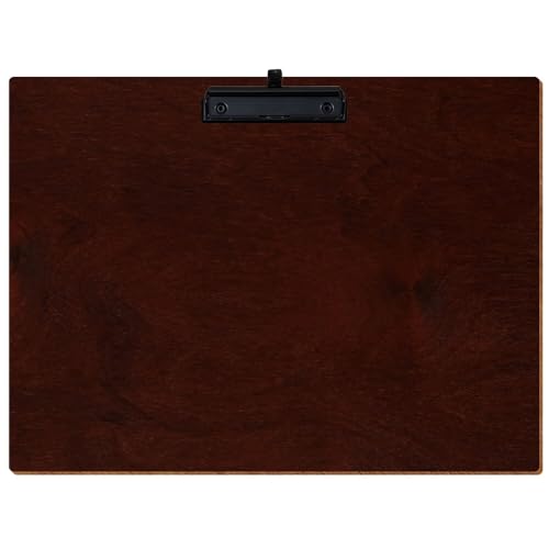 Bütic Holz Klemmbrett Standardform Nussbaum dunkel für DIN A3 A4 A5 A6 aus 3 mm Birkensperrholz und mit widerstandsfähigem Klarlack versiegelt, Format:A3 quer, Klemme:Bügelklemme Schwarz Stifthalter von Bütic GmbH