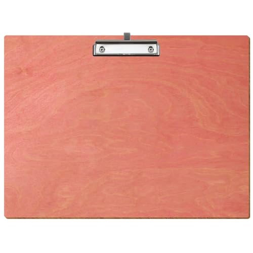 Bütic Holz Klemmbrett Standardform Rosa für DIN A3 A4 A5 A6 aus 3 mm Birkensperrholz und mit widerstandsfähigem Klarlack versiegelt, Format:A3 quer, Klemme:Bügelklemme Silber Stifthalter von Bütic GmbH