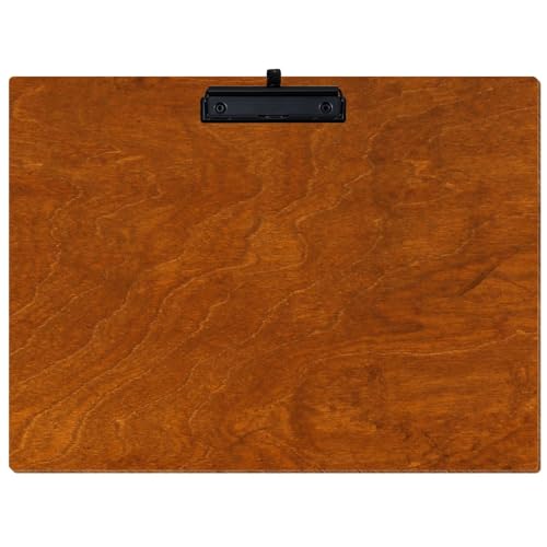 Bütic Holz Klemmbrett Standardform Rum für DIN A3 A4 A5 A6 aus 3 mm Birkensperrholz und mit widerstandsfähigem Klarlack versiegelt, Format:A3 quer, Klemme:Bügelklemme Schwarz Stifthalter von Bütic GmbH