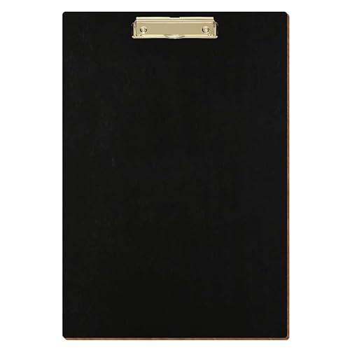 Bütic Holz Klemmbrett Standardform Schwarz für DIN A3 A4 A5 A6 aus 3 mm Birkensperrholz und mit widerstandsfähigem Klarlack versiegelt, Format:A3 hoch, Klemme:Bügelklemme gold von Bütic GmbH
