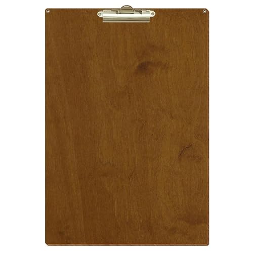 Bütic Holz Klemmbrett Standardform Teak für DIN A3 A4 A5 A6 mit 2 Ösen aus 3 mm starkem Birkensperrholz mit Klarlack versiegelt, Format:A3 hoch, Klemme:Zahnklemme gold von Bütic GmbH