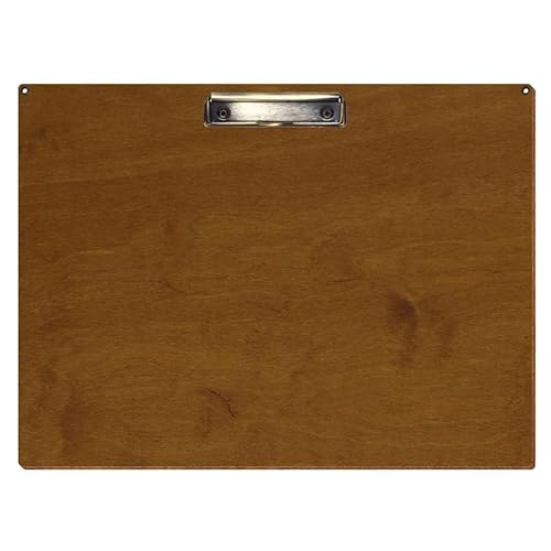 Bütic Holz Klemmbrett Standardform Teak für DIN A3 A4 A5 A6 mit 2 Ösen aus 3 mm starkem Birkensperrholz mit Klarlack versiegelt, Format:A3 quer, Klemme:Bügelklemme antik von Bütic GmbH