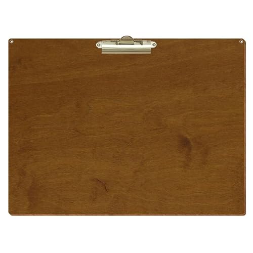 Bütic Holz Klemmbrett Standardform Teak für DIN A3 A4 A5 A6 mit 2 Ösen aus 3 mm starkem Birkensperrholz mit Klarlack versiegelt, Format:A3 quer, Klemme:Zahnklemme gold von Bütic GmbH
