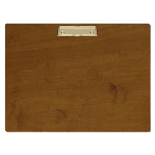 Bütic Holz Klemmbrett Standardform Teak für DIN A3 A4 A5 A6 aus 3 mm Birkensperrholz und mit widerstandsfähigem Klarlack versiegelt, Format:A3 quer, Klemme:Bügelklemme gold von Bütic GmbH