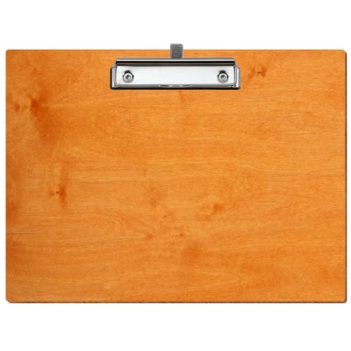 Bütic Holz Klemmbrett Standardform Toscana für DIN A3 A4 A5 A6 aus 3 mm Birkensperrholz und mit widerstandsfähigem Klarlack versiegelt, Format:A4 quer, Klemme:Bügelklemme Silber Stifthalter von Bütic GmbH
