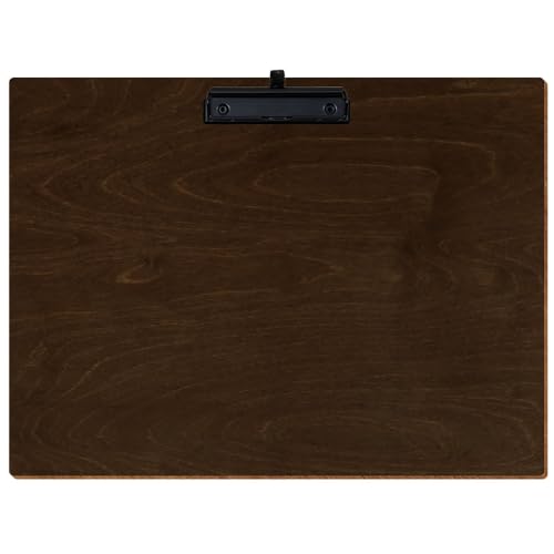 Bütic Holz Klemmbrett Standardform Walnuss dunkel für DIN A3 A4 A5 A6 aus 3 mm Birkensperrholz und mit widerstandsfähigem Klarlack versiegelt, Format:A3 quer, Klemme:Bügelklemme Schwarz Stifthalter von Bütic GmbH