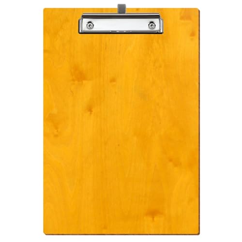 Bütic Holz Klemmbrett Standardform Zitrone für DIN A3 A4 A5 A6 aus 3 mm Birkensperrholz und mit widerstandsfähigem Klarlack versiegelt, Format:A4 hoch, Klemme:Bügelklemme Silber Stifthalter von Bütic GmbH