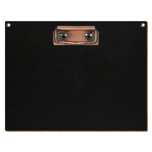 Bütic Holz Klemmbrett Standardform Schwarz für DIN A3 A4 A5 A6 mit 2 Ösen aus 3 mm starkem Birkensperrholz mit Klarlack versiegelt, Format:A5 quer, Klemme:Bügelklemme Kupfer von Bütic GmbH