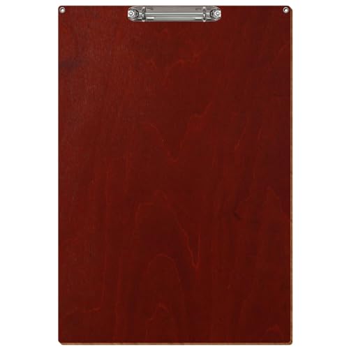 Bütic Holz Ringbuchbrett Standardform mit Ösen - für DIN A3 A4 A5 aus 3mm Birkensperrholz und mit widerstandsfähigem Klarlack versiegelt, Format:A3 hoch, Farbe:Kirsche dunkel von Bütic GmbH