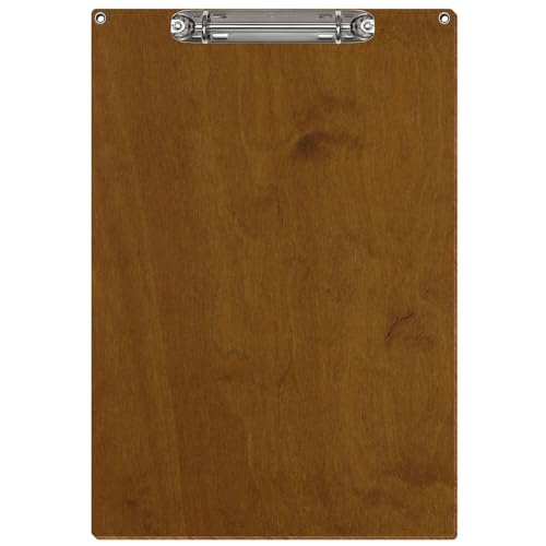 Bütic Holz Ringbuchbrett Standardform mit Ösen - für DIN A3 A4 A5 aus 3mm Birkensperrholz und mit widerstandsfähigem Klarlack versiegelt, Format:A4 hoch, Farbe:Teak von Bütic GmbH