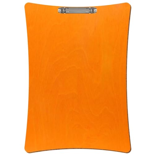 Bütic Holz Ringbuchbrett konkave Form - für DIN A3 A4 A5 aus 3mm Birkensperrholz und mit widerstandsfähigem Klarlack versiegelt, Format:A3 hoch, Farbe:Orange von Bütic GmbH