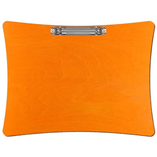 Bütic Holz Ringbuchbrett konkave Form - für DIN A3 A4 A5 aus 3mm Birkensperrholz und mit widerstandsfähigem Klarlack versiegelt, Format:A4 quer, Farbe:Orange von Bütic GmbH